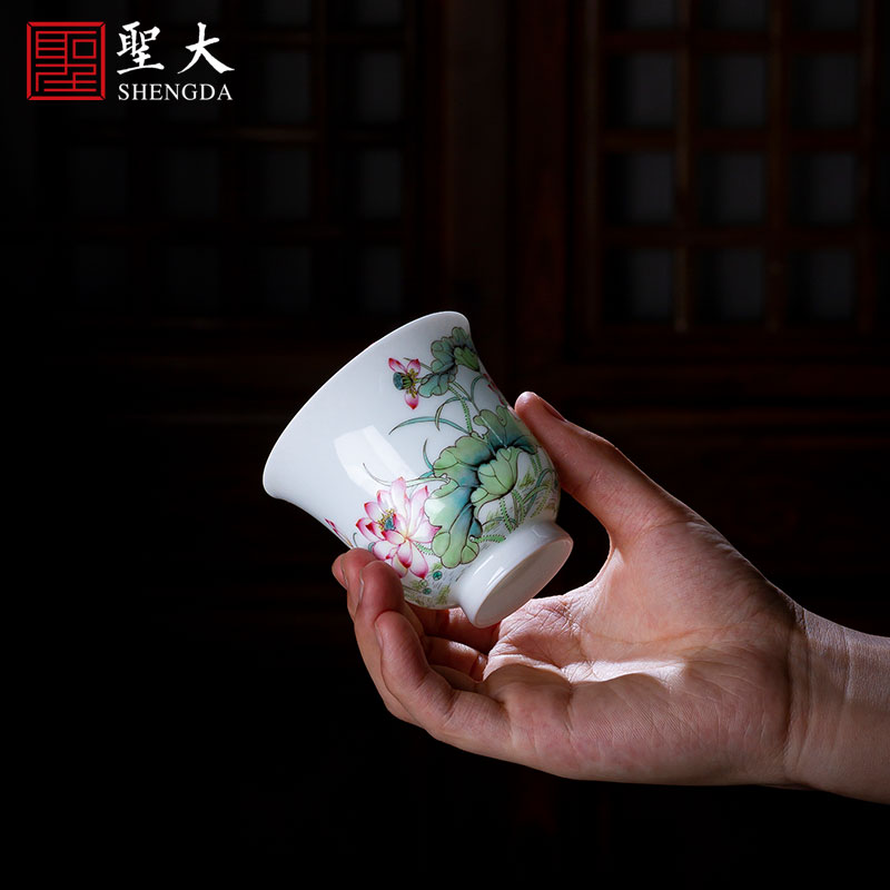 St the ceramic kung fu tea master cup sample tea cup jingdezhen manual pure hand draw pastel lotus tea cup