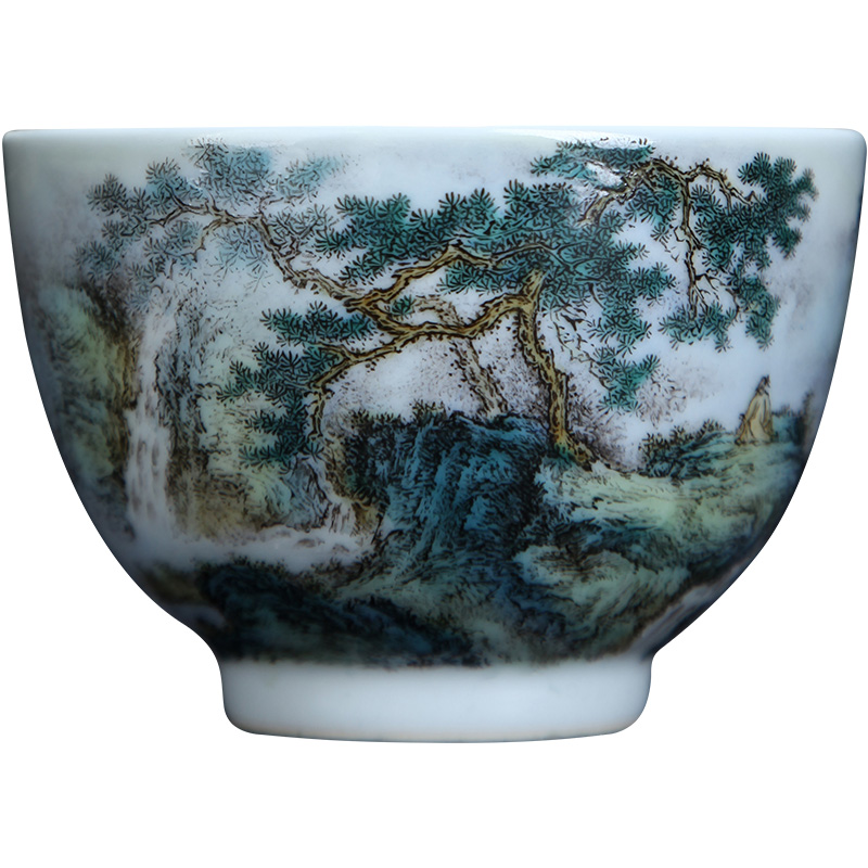 St the teacups hand - made pastel landscape ceramic kung fu master cup all hand jingdezhen tea sample tea cup single CPU