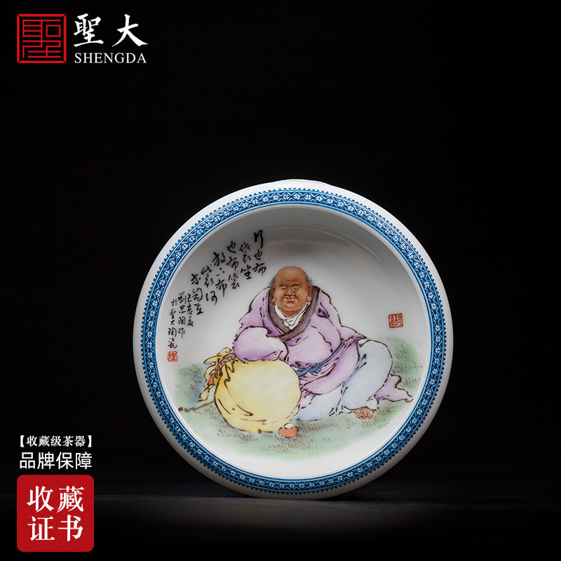 The big four pen lick furnishing articles of jingdezhen ceramic all hand antique wang pastel characters ocean 's bag is licking