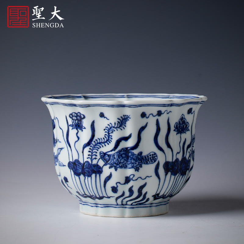 The big four supplies hand - made ceramic fangming mackerel algae melon leng water jar wash to kung fu tea accessories of jingdezhen