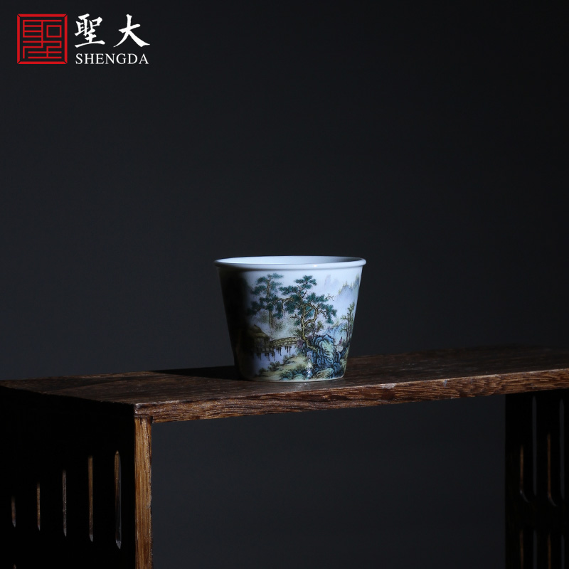 St the ceramic kongfu master cup hand - made pastel remote mountain attendants cylindrical cup sample tea cup of jingdezhen tea service by hand