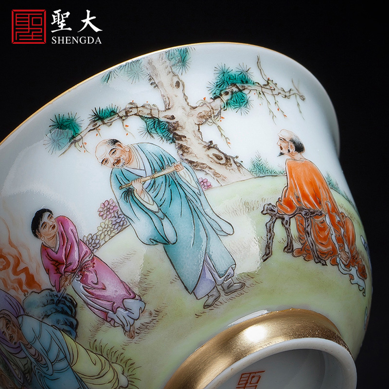 Santa teacups hand - made ceramic kungfu pastel Luo Hanya masters cup sample tea cup full manual of jingdezhen tea service