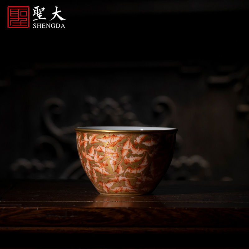 Santa teacups hand - made ceramic kungfu alum red paint buford figure cylinder cup master cup sample tea cup of jingdezhen tea service