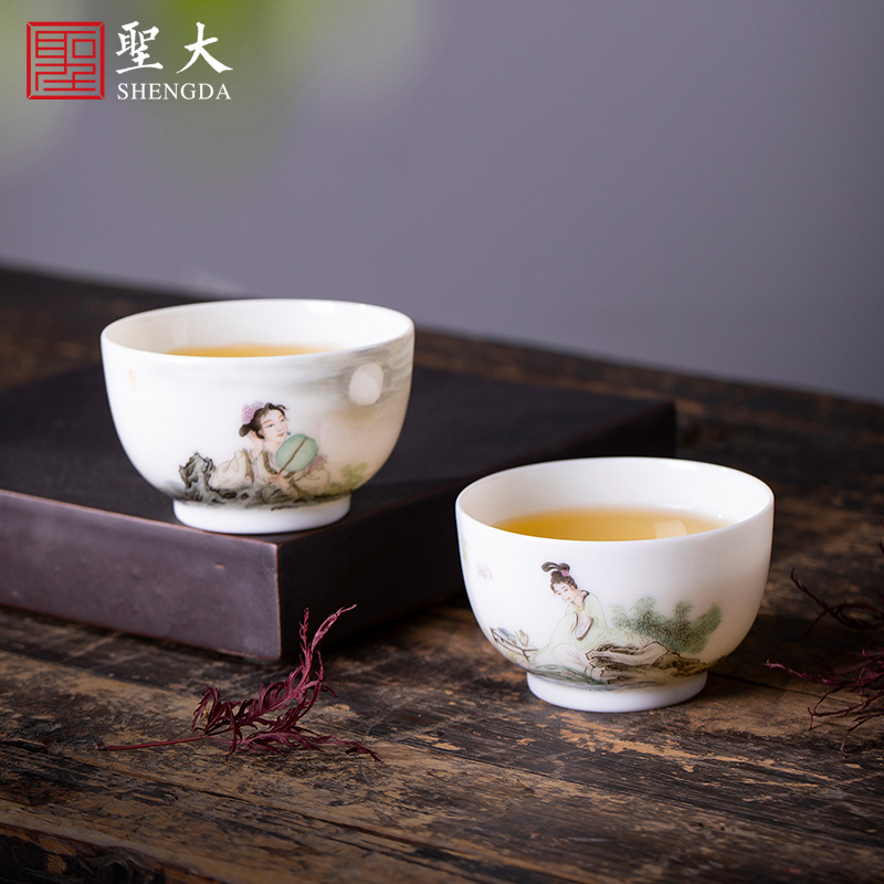 Santa teacups hand - made ceramic kung fu new colored maid figure for a cup of cup sample tea cup single cup of jingdezhen tea service master