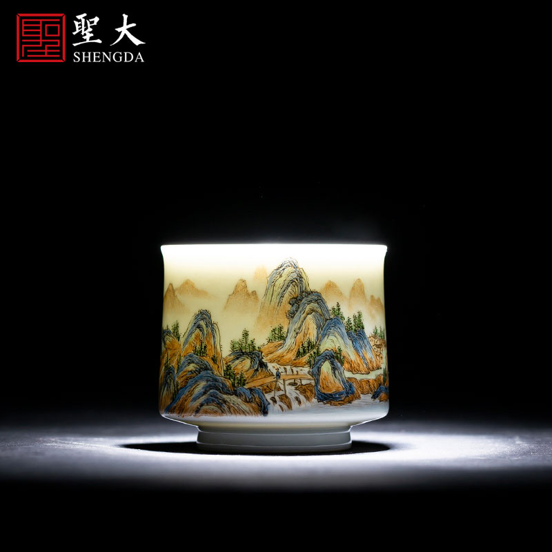 Holy big ceramic kung fu masters cup manual hand - made pastel cups water castle peak cylinder cup of jingdezhen tea service by hand