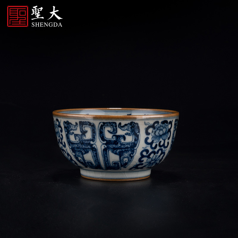 The big old clay ceramic flower dragon grain master cup blue tie up branches of jingdezhen manual hand - made kung fu tea cups