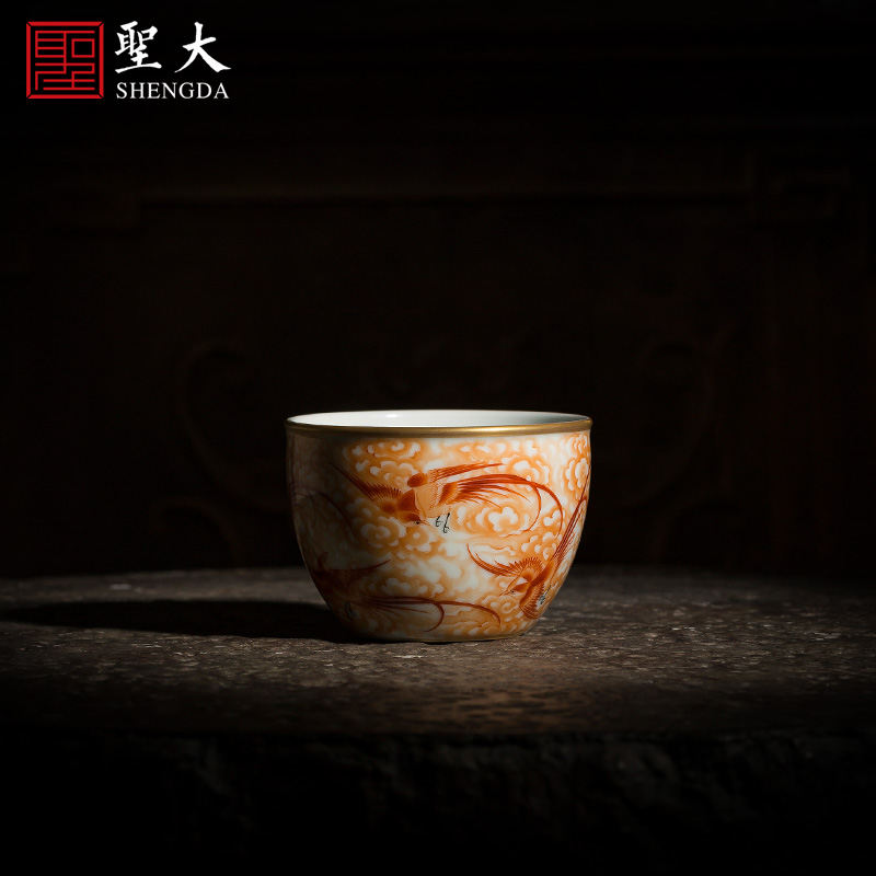 Santa teacups hand - made ceramic kungfu alum red see colour murakumo ribbon cylinder cup cup all hand of jingdezhen tea service master
