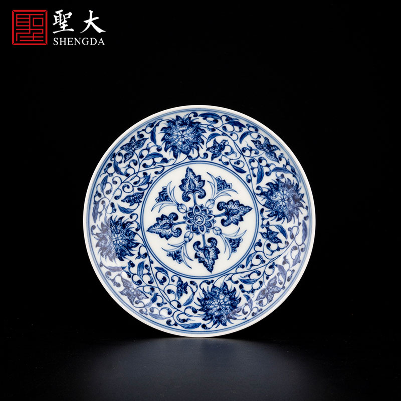 Holy big blue - and - white ceramics maintain point bound branch treasure phase a cup of tea pot bearing tray of jingdezhen manual hand - made tea set