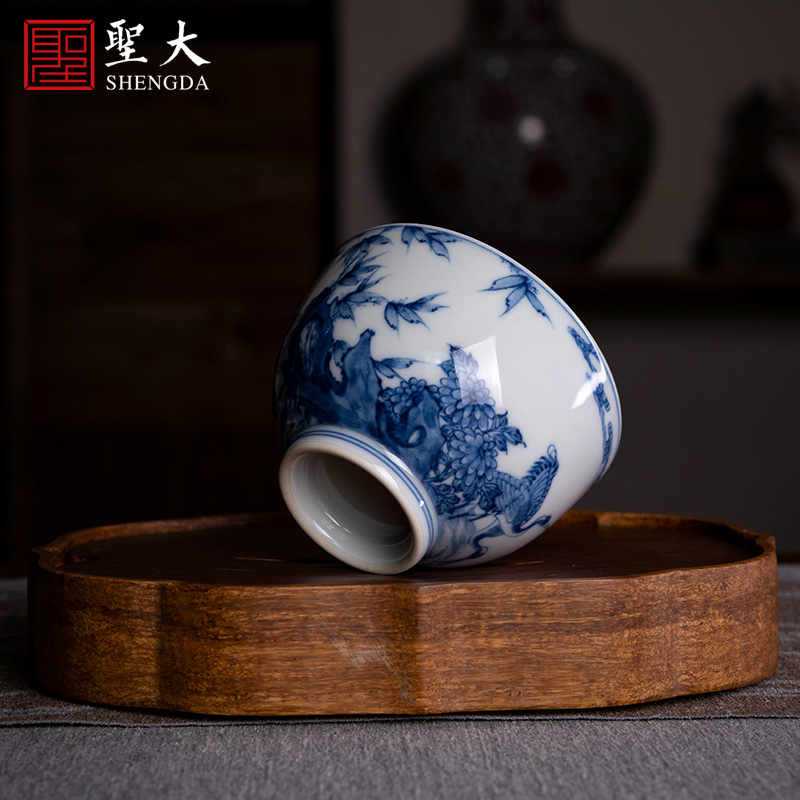 Holy big ceramic kung fu tea cup pure manual hand - made tea cups porcelain figure heming masters cup sample tea cup