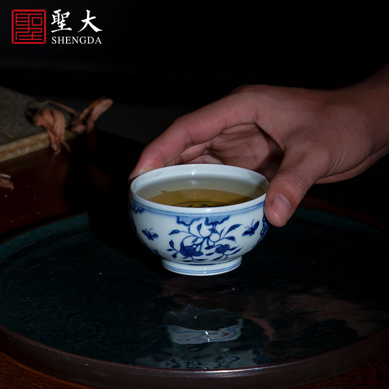 Santa teacups hand - made ceramic kung fu about blue and white flower butterfly tattoo meditation cup sample tea cup manual of jingdezhen tea service