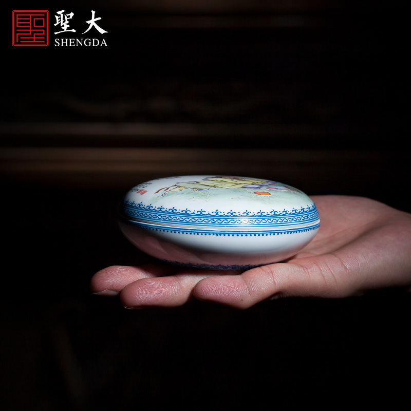 Santa jingdezhen ceramic ink pad hand - made archaize wang pastel characters on jean coats four treasures furnishing articles