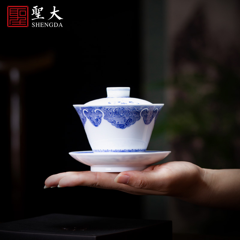 St large ceramic three blue and white best floral print tureen edging tureen tea bowl full manual of jingdezhen tea service