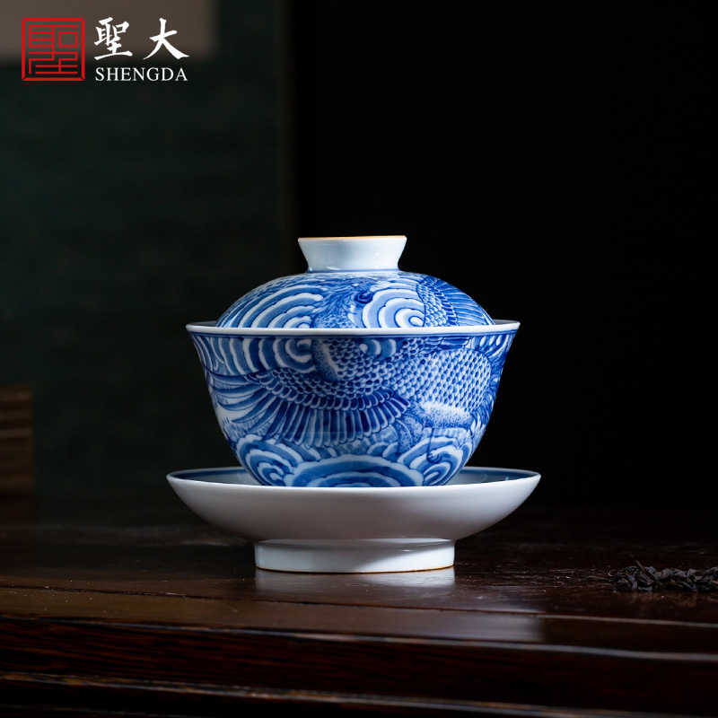 St large ceramic three tureen pure hand - made porcelain work YunFeng full grain tureen tea bowl of jingdezhen tea service by hand