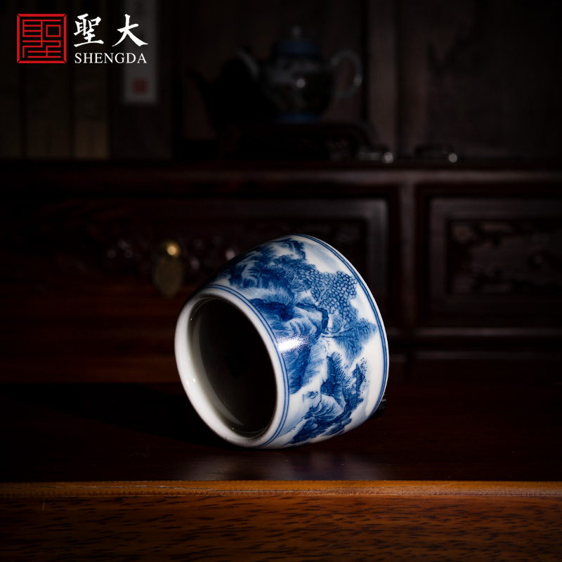 Holy big blue and white "castle peak MuYuan masters cup of jingdezhen ceramic checking tea sample tea cup kung fu tea cups