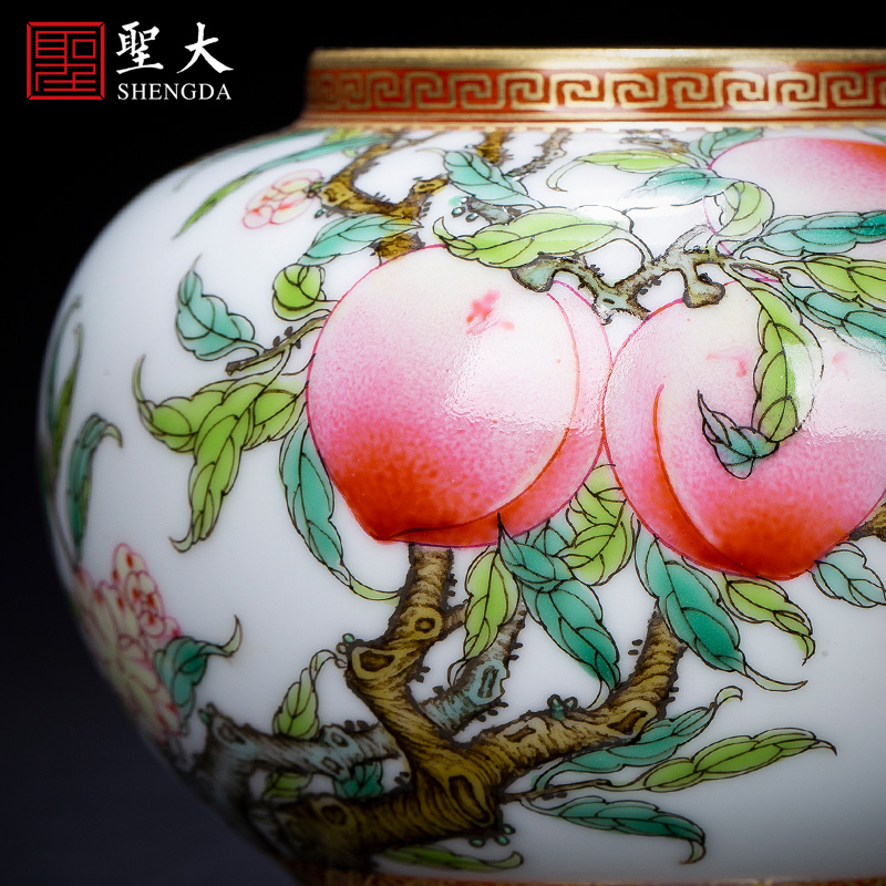 Ceramic tea pot hand - made alum st red paint pastel peach tank receives the manual of jingdezhen tea service