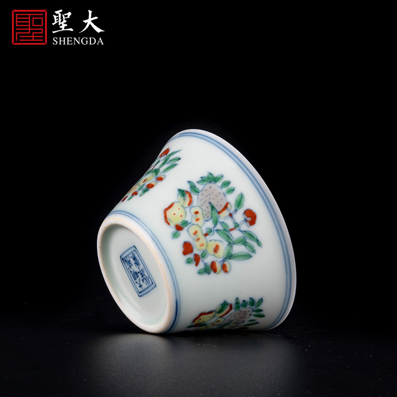 Holy big porcelain doucai dou CaiTuan fruit grain wsop cup jingdezhen high - grade tea service manual kung fu tea cups