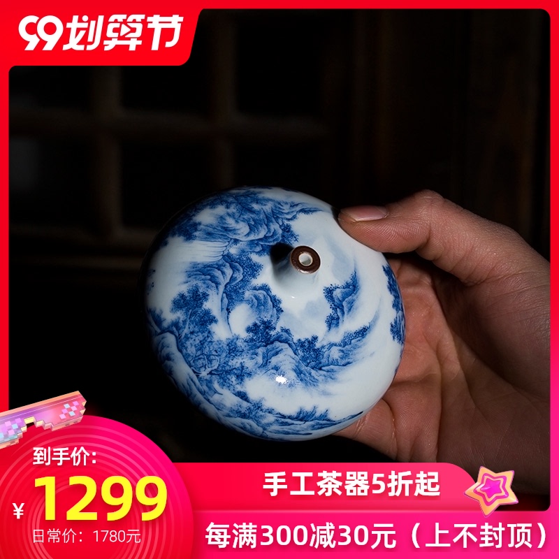 Holy big ceramic incense inserted paperweight jingdezhen blue and white landscape incense inserted paperweight hand - made all hand collectables - autograph komen porcelain