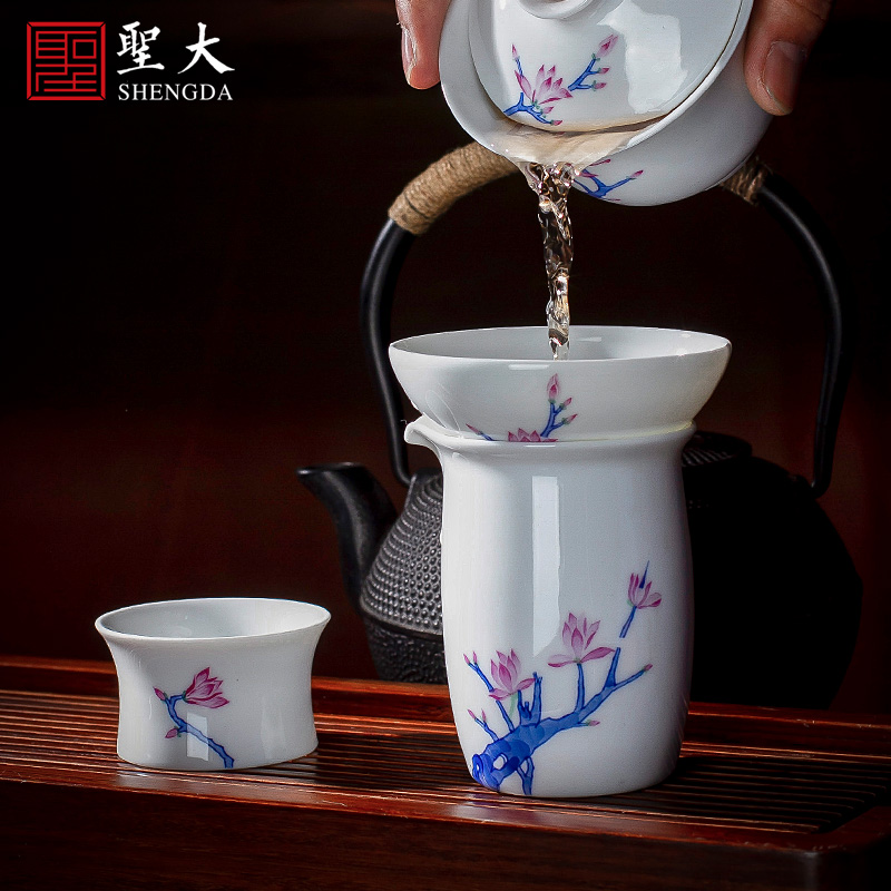 Holy big ceramic) blue and white color bucket hand - made yulan kung fu tea strainer filter fittings of jingdezhen tea service