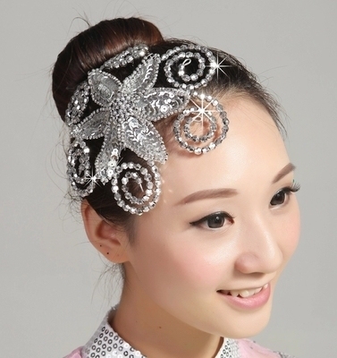 modern Dance headdress fan umbrella performance Costume hair Accessories square dance Yangge Dance Performance headdress