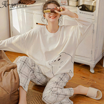 Cotton pajamas women 2022 new spring and autumn cotton fashion net red hot summer thin long-sleeved homewear