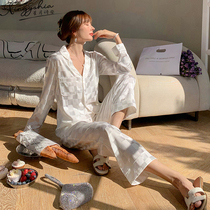 Ice silk pajamas summer women 2022 new fashion plaid high-grade thin silk two-piece set of home clothes