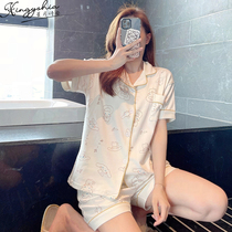 Summer cotton pajamas womens short-sleeved fashion 2022 new thin breathable can be worn outside the homewear two-piece set