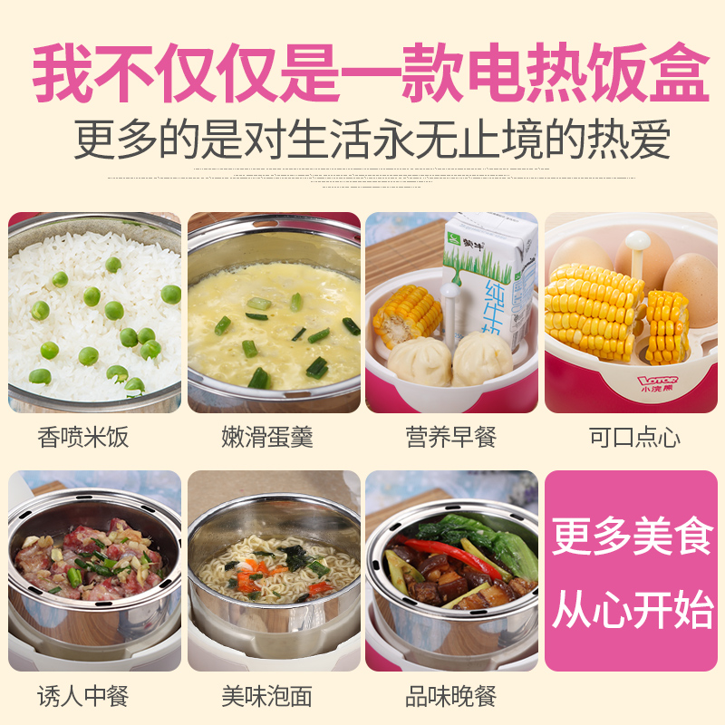 small raccoon electric rice box double layer heat preservation rice box plug in electric heating rice cooker mini electric rice box rice cooker