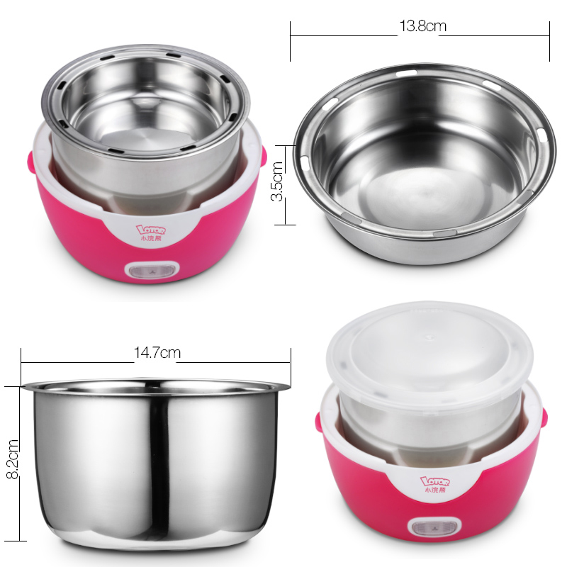 small raccoon electric rice box double layer heat preservation rice box plug in electric heating rice cooker mini electric rice box rice cooker