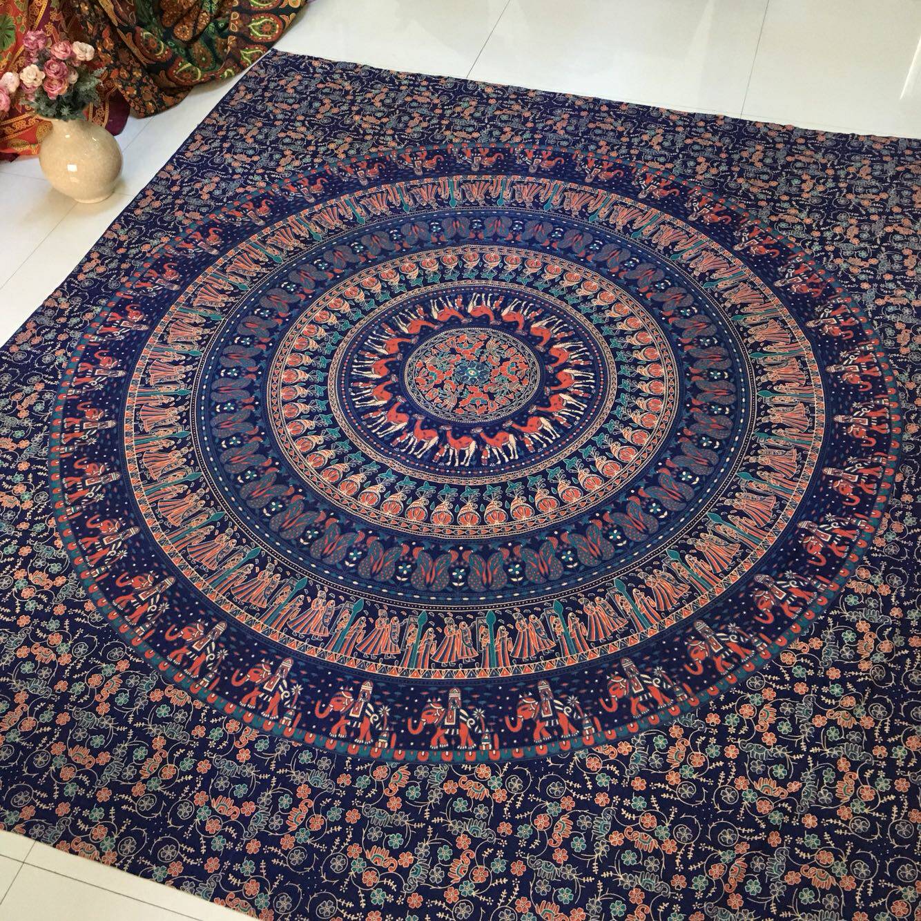 印度民族风挂布曼达拉挂毯印度进口大号床单桌布壁挂 曼达拉挂毯