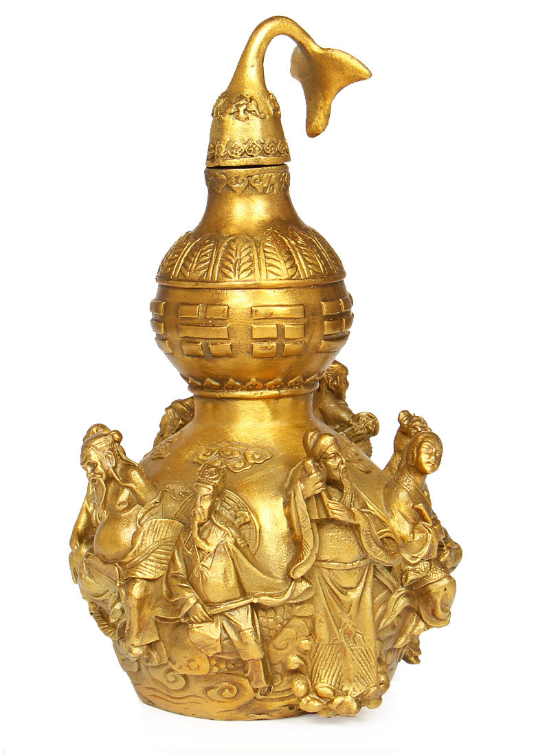 开光风水纯铜葫芦摆件八仙葫芦开盖葫芦八仙过海葫芦家居装饰品