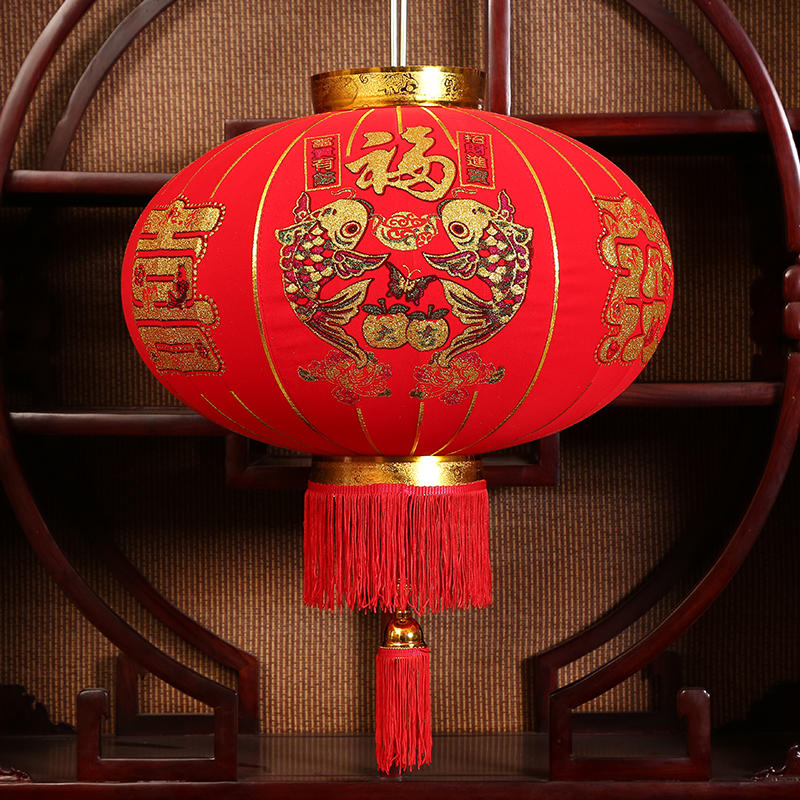 灯笼大红灯笼圆形阳台福字灯笼户外植绒灯笼新年春节过年装饰灯笼