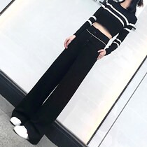 Korean version of wide leg pants women's high waist sag slimming loose pants mop floor straight tube casual woolen suit pants autumn and winter