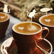 Japanese elfin high Mulberry metal stainless steel gold-plated coffee spoon 3-piece cat fish a happy mixing spoon small spoon