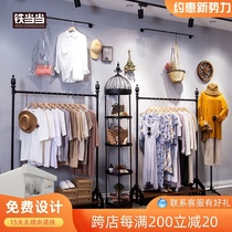 Clothing store hanger display rack Womens and childrens clothing store shelves Wedding lifting rack display rack hanging clothes floor-to-ceiling