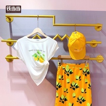 Display rack adhesive hook clothing store simple gold shelf womens clothing store wall-mounted crossbar display rack upper wall hanging rack