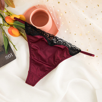 European and American Tiny pants female sexy fiery hot lace fine with teenage girl lettute pants satin ice silk without marks and nails panties