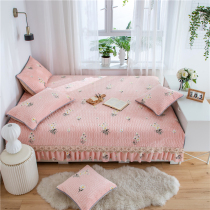 Customized enlarged quilted and cotton Crystal velvet tatami large Kang blanket bed cover bed skirt single double 3 5 meters rural 4 thick