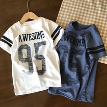 Pick up missing warehouse clearance backprint ~ sporty boy bamboo knit cotton short sleeve t-shirt medium and large children