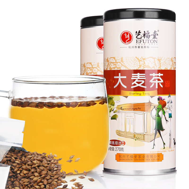 艺福堂花草茶 散装大麦茶 原味 麦芽茶 270g/罐*2 包邮产品展示图1