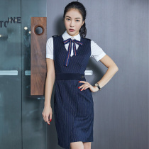 Han Dai professional dress female summer striped vest dress saleswear uniform professional suit beautician work clothes