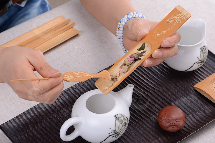 佐格茶具留青整竹茶勺 竹茶勺茶匙茶叶勺子赏茶荷 留青五君子茶勺