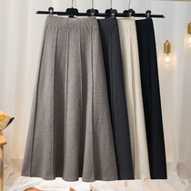 Womens long knitted skirt 2021 autumn and winter New High waist slim big swing skirt knitted A- line dress winter skirt