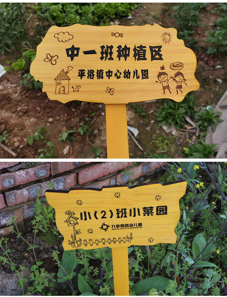 实木园艺植物标识牌木质插地牌农场户外公园警示牌幼儿园菜园木牌