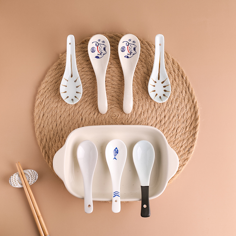 Island house in Japanese ceramic spoon, domestic large long - handled spoons, lovely dinner ultimately responds soup spoon restaurant business