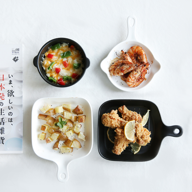 In northern sichuan simple black and white ceramic grinding glaze pancakes plate baking pan salad bowl PZ - 102