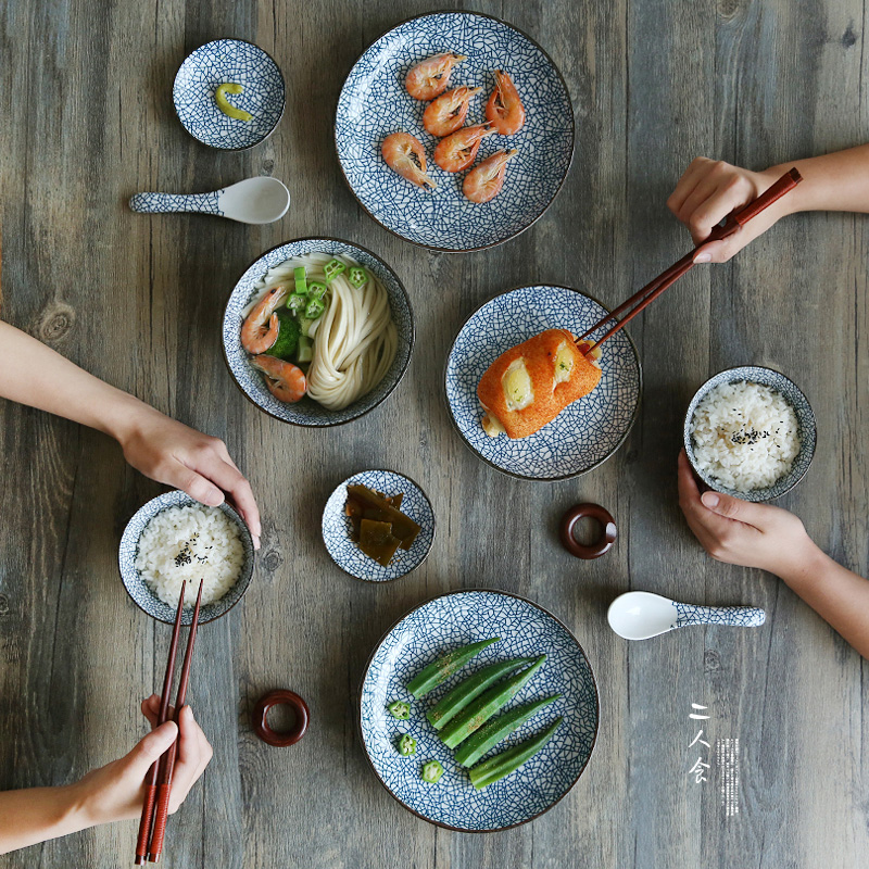 Island house under the glaze color in Japanese ceramic plate 2 people eat rainbow such as bowl of soup dishes suit tableware suit PZ - 50