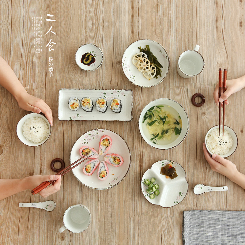 Sichuan in Japanese cherry blossom put ceramic tableware snow suits for of household bowl dish bowl dish dish combination dishes outfit