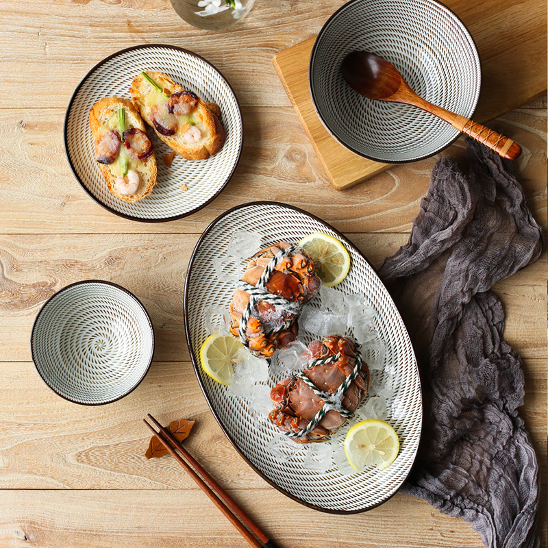 Sichuan in Japanese under the glaze color restoring ancient ways is 22 head ceramic tableware suit household dish soup bowl noodles dishes suit