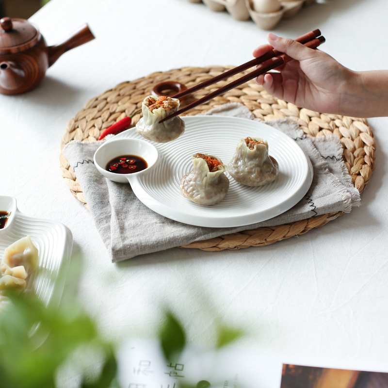 Japanese creative ceramic double household to eat dumplings dumplings dribbling vinegar dish drop seafood dishes dessert plate for breakfast