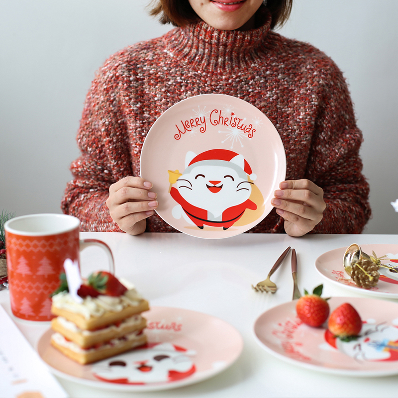 Island house in Santa series theme tableware ceramics creative express cartoon plate children breakfast tray plates